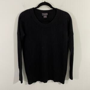 C By Bloomingdales Women's Black Honey Comb 2-Ply Cashmere Sweater Size M